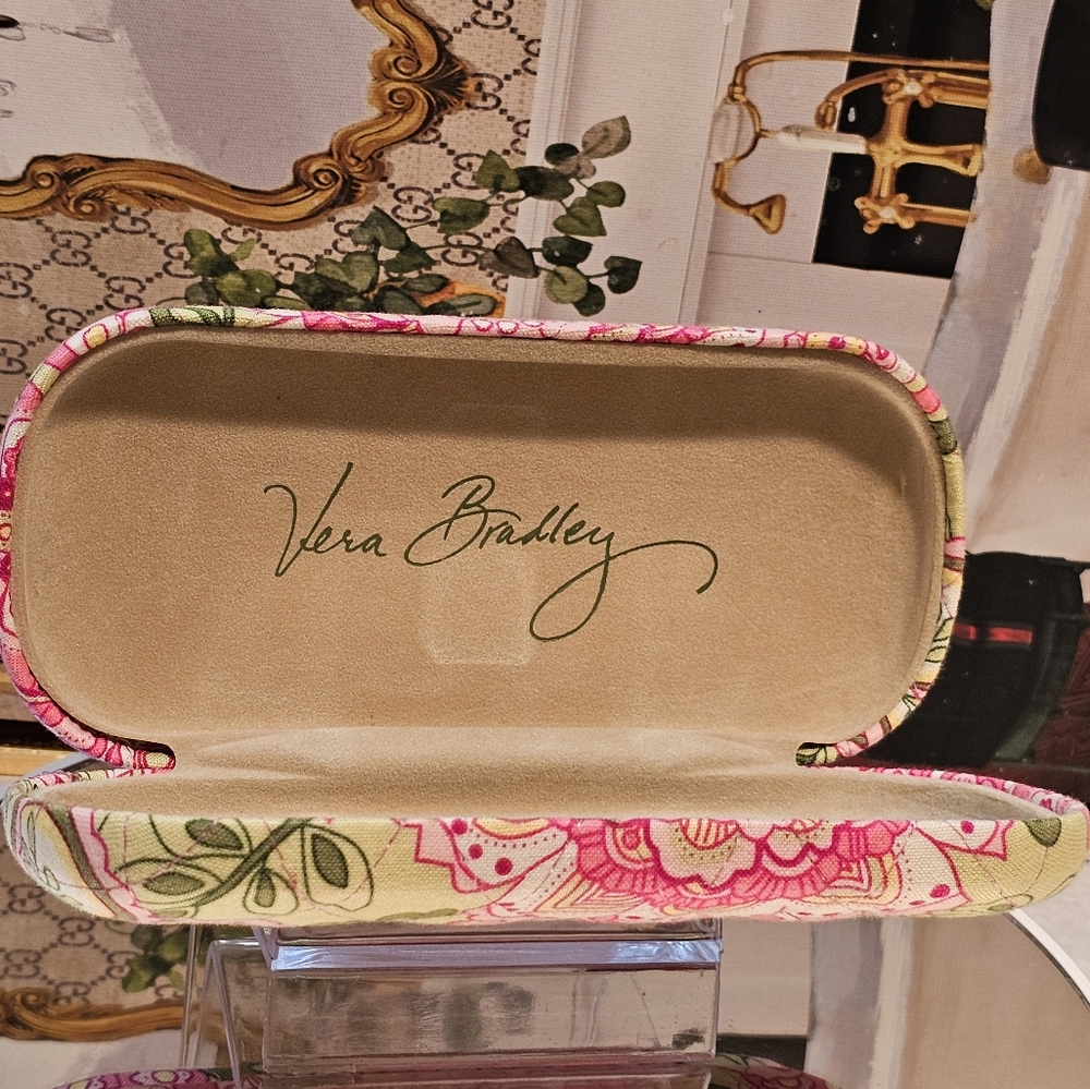 Vera Bradley Pink and Green Floral Sunglasses Case with Structured Design - Picture 2 of 6
